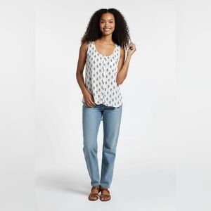 Aeropostale White Printed Sleeveless Button Front Top